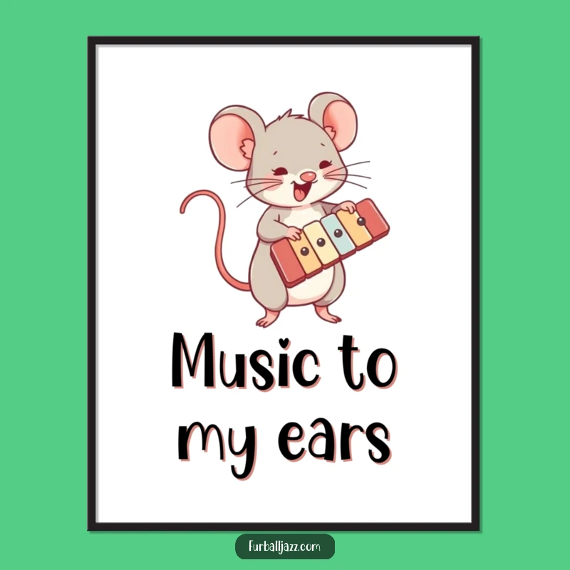Funny Mouse Xylophone Poster: Energetic Art, Perfect Gift for Music Rooms