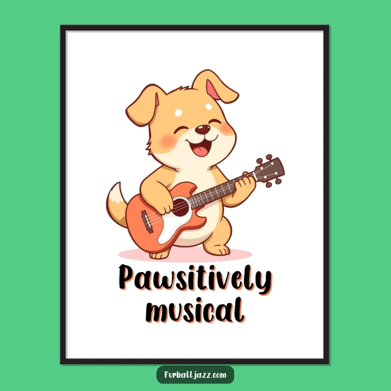 Funny Dog Guitarist Poster: Add a Rock 'n' Roll Vibe to Your Walls
