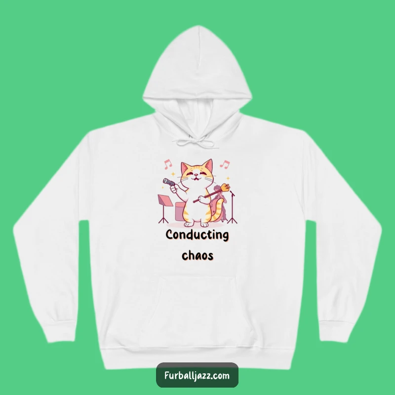 Funny Cat Jazz Conductor Hoodie - Cozy and Comical Musician Gear