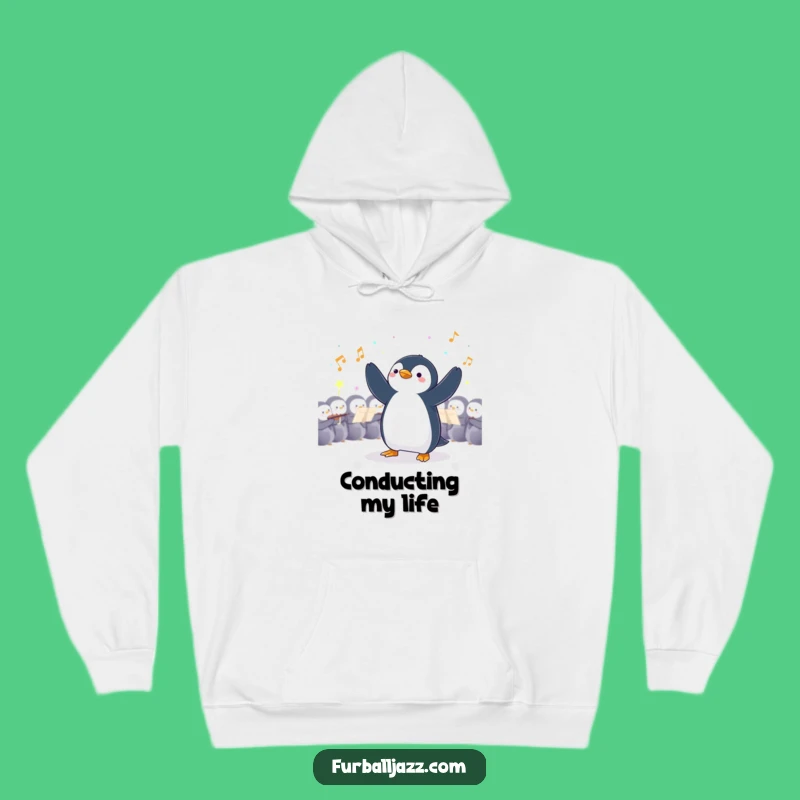 Funny Penguin Conductor Hoodie: Stay Warm with Symphonic Style - A Funny Gift