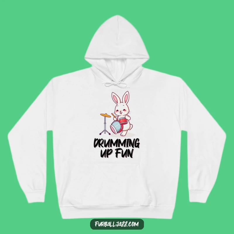 Cozy Funny Bunny Drummer Hoodie: Stay Warm and Groovy with Rabbit Rhythms