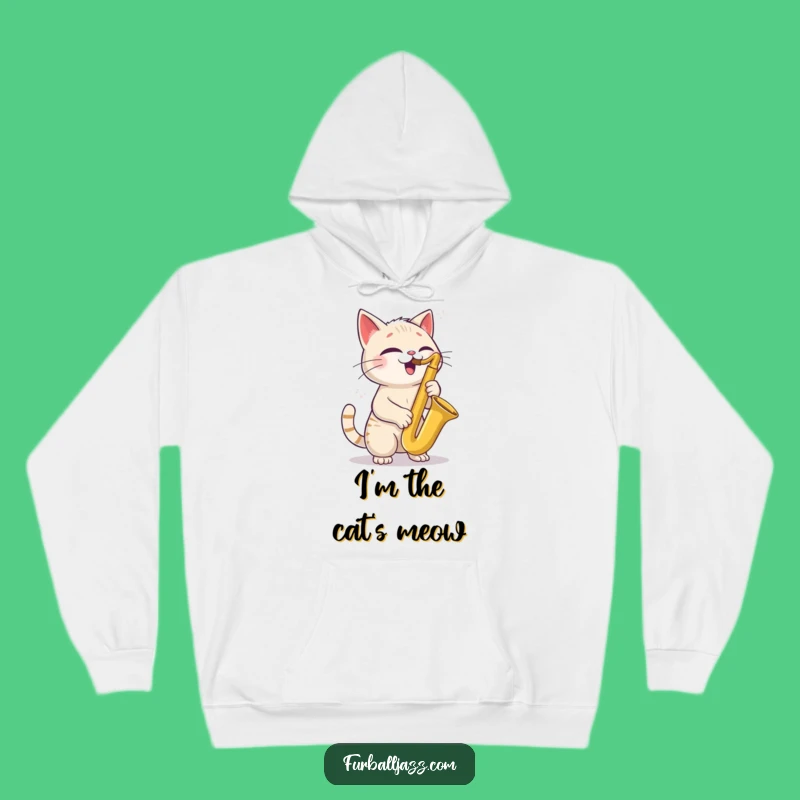 Cozy Funny Cat Saxophone Hoodie - Warm & Jazzy Feline Fan Gift