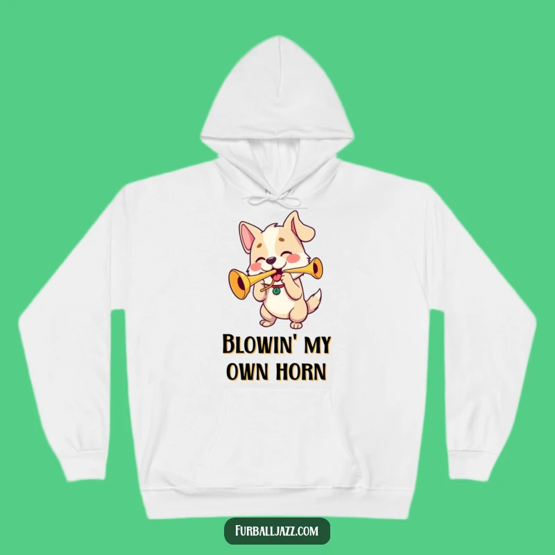 Cozy Funny Dog Trumpet Player Hoodie: Warm Up with Hilarious Canine Musical Style