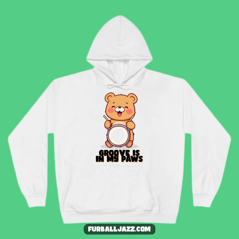 Funny Bear Drummer Hoodie - Rocking Grizzly Musician Cozy Funny Gift