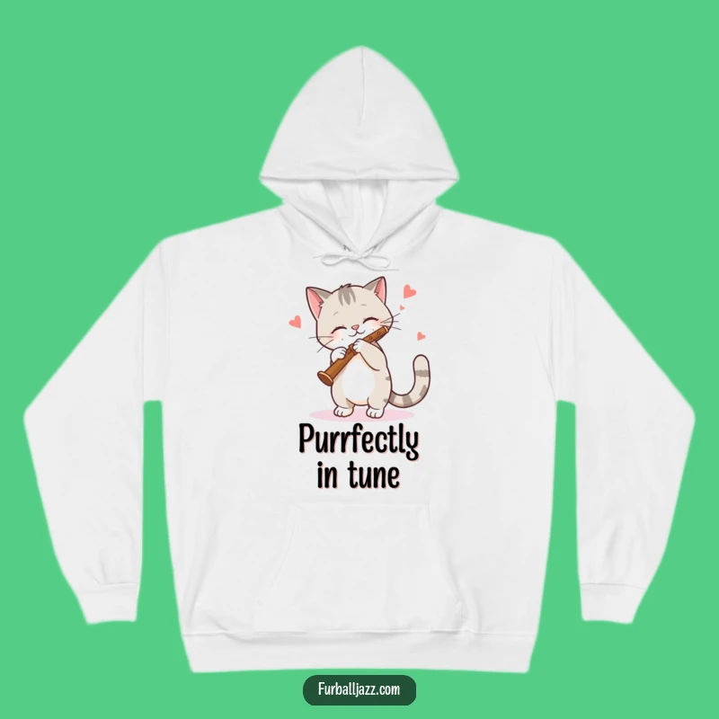 Funny Cat Clarinet Hoodie - Cozy and Jazzy Feline Music Apparel