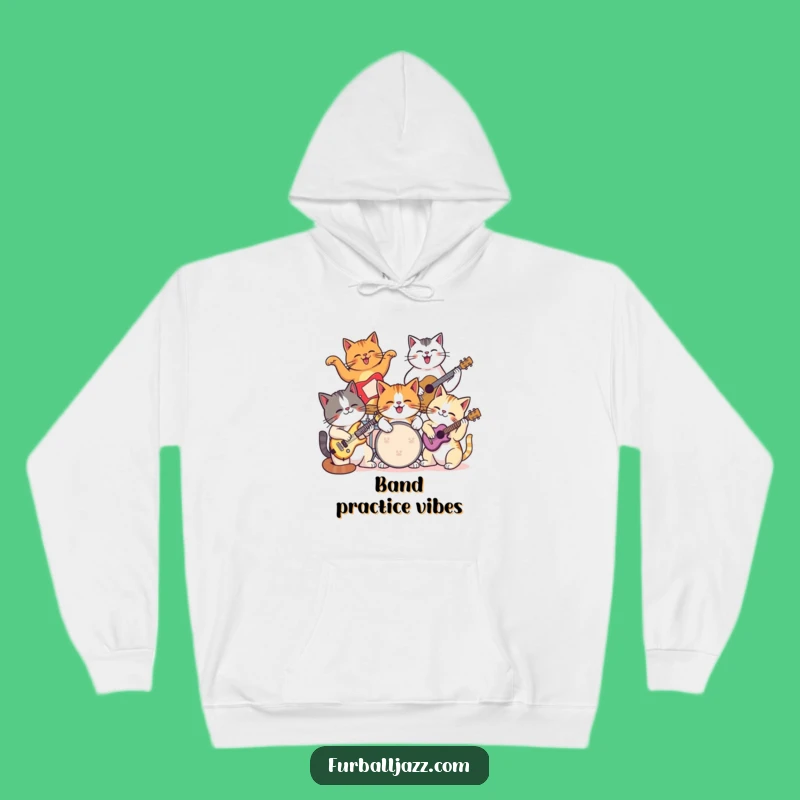 Funny Cat Jam Session Hoodie - Cozy Feline Band Sweatshirt for Music Lovers