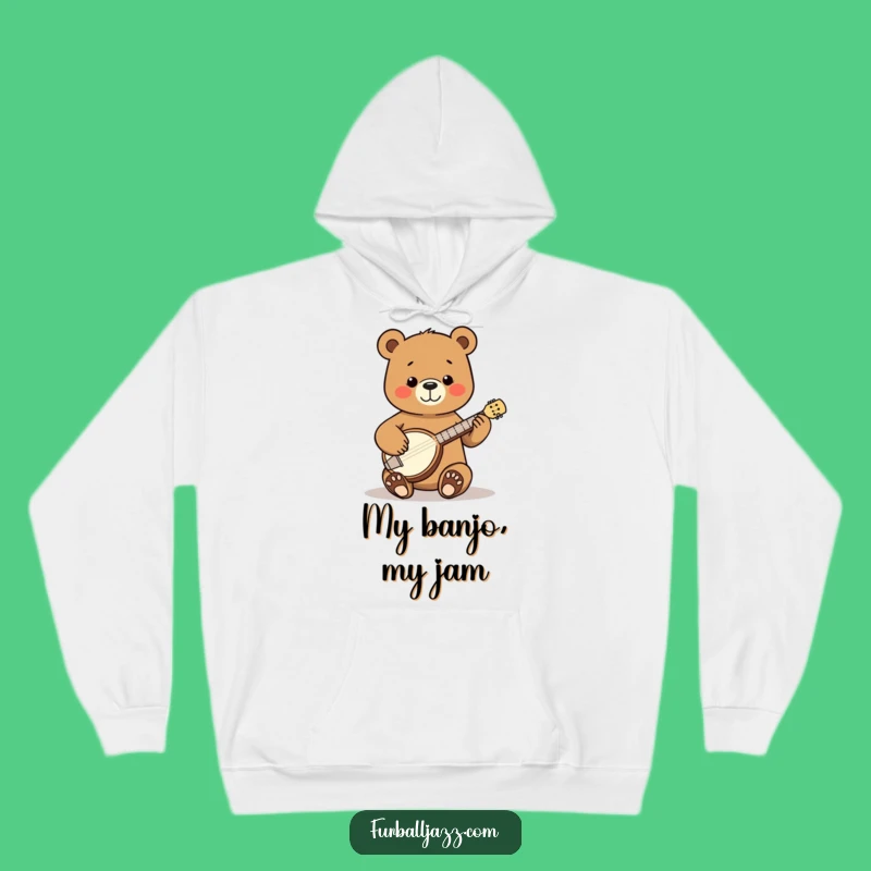 Cozy Funny Bear Banjo Hoodie - Warm & Cheerful Folk Gift