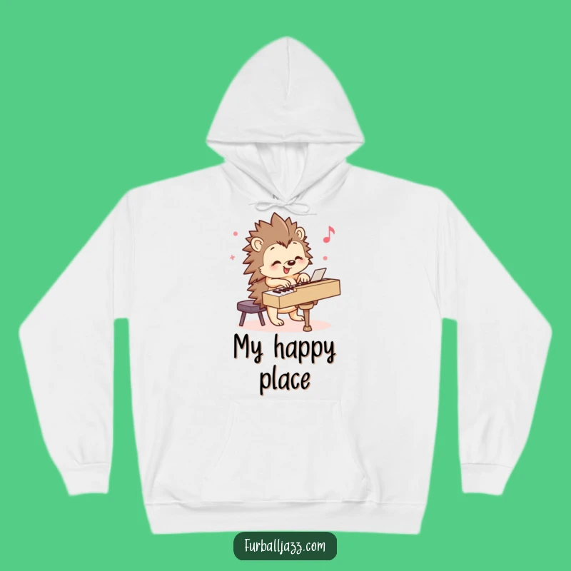 Funny Hedgehog Piano Hoodie - Cozy and Whimsical Musical Animal Apparel