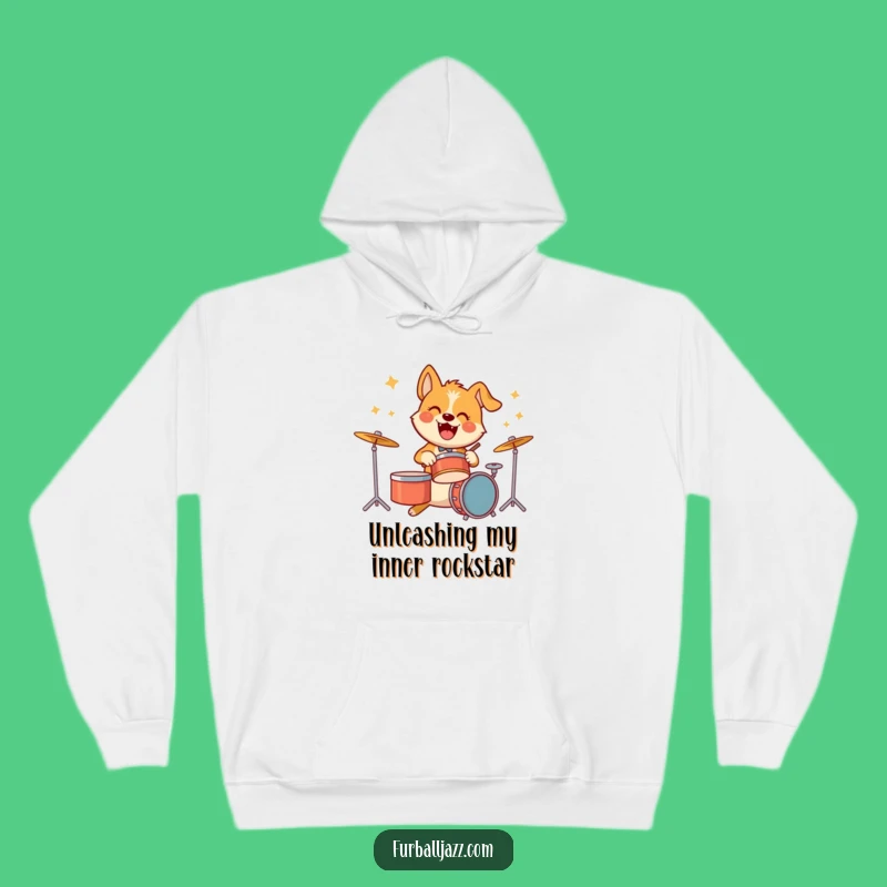 Funny Dog Drummer Hoodie - Stay Cozy with a Beat!