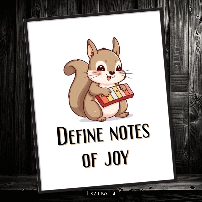 Funny Free Printable Wall Art: A squirrel joyfully plays a small xylophone, creating a whimsical and musical art piece.