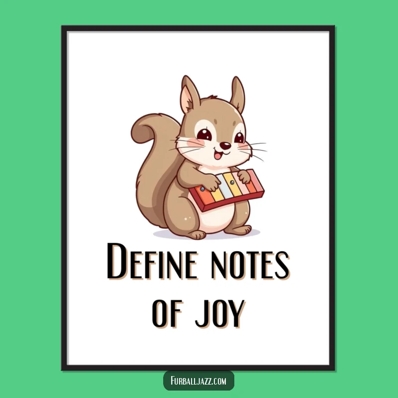 Free Printable Wall Art: Whimsical Squirrel Xylophone Musician Download