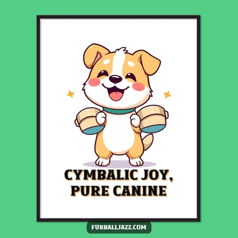 Free Printable Drumming Dog Wall Art: Cymbal-icious Decor!