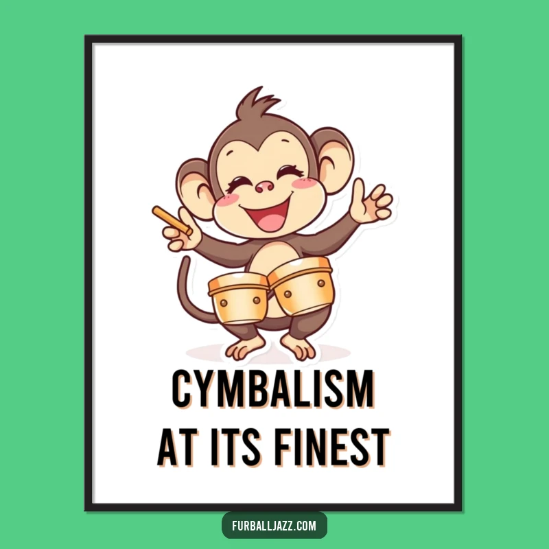 Free Printable Monkey Cymbal Player Art - Funny Downloadable Wall Decor for Music Fans