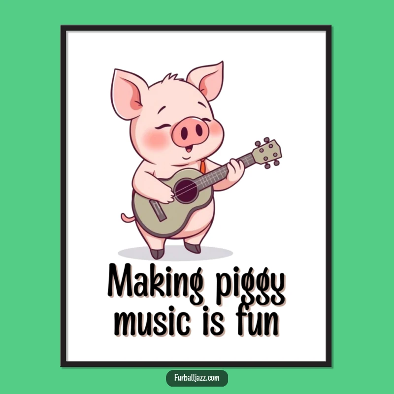 Free Printable Wall Art: Cheerful Ukulele Pig, Quirky Downloadable Decor for Music Lovers