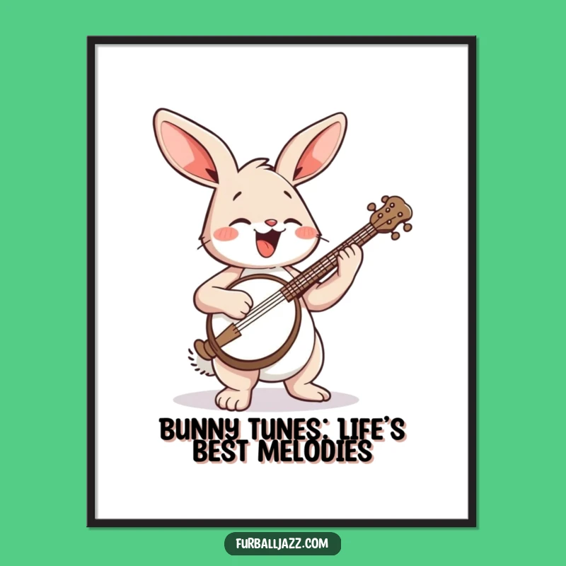 Free Printable Wall Art: Funny Rabbit Banjo Player, Quirky Downloadable Decor for Any Room