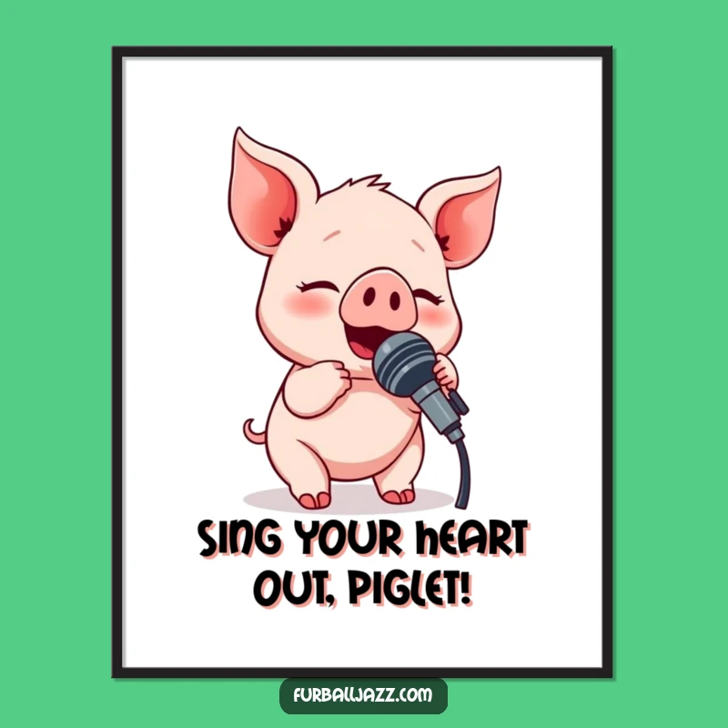 Free Printable Wall Art: Singing Piglet Microphone Masterpiece for Humorous DIY Decor