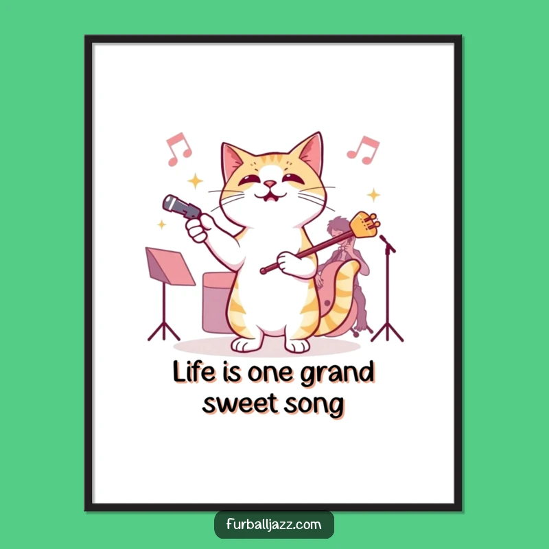 Funny Free Printable Wall Art: Jazzy Cat Conductor, Music Lover Decor Downloadable Art Gift