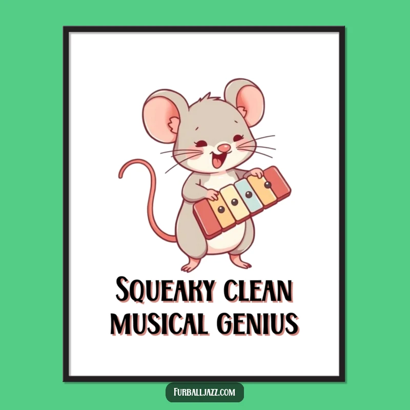 Funny Free Printable Wall Art: Mouse Xylophone Beats - Downloadable Musical Art