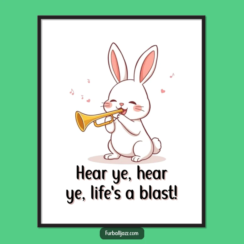Funny Free Printable Wall Art: Rabbit Trumpet, Cheerful Downloadable Decor for Lively Spaces