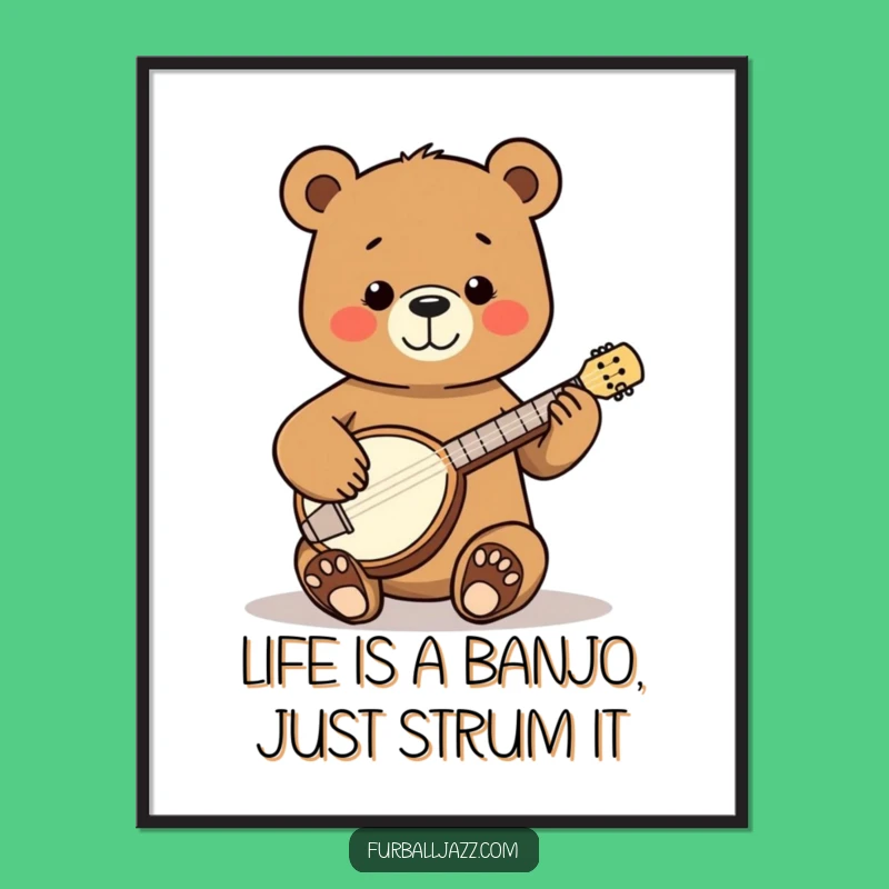 Funny Free Printable Wall Art: Banjo Bear, Whimsical Downloadable Decor for Cozy Homes