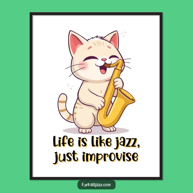 Funny Free Printable Wall Art: Jazzy Cat Sax, Cool Downloadable Decor for Music Fans