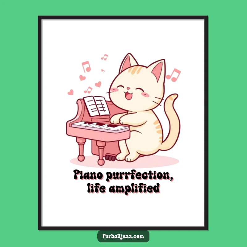 Free Printable Wall Art: Amusing Cat Pianist Music Poster Downloadable Decor