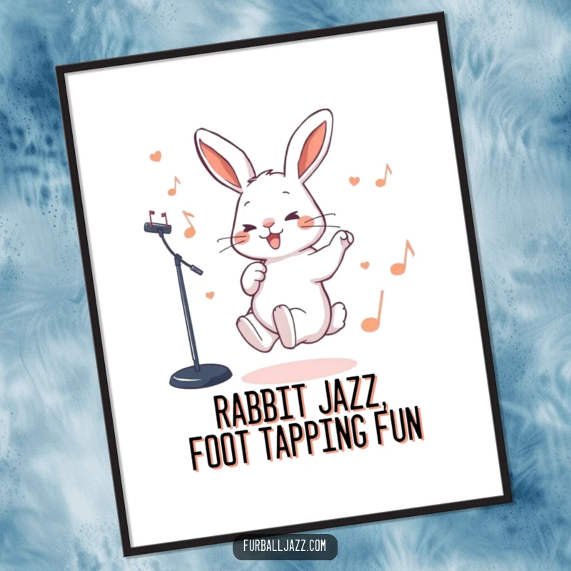 Funny Free Printable Wall Art: Rabbit tapping its foot to a jazz beat, cool and rhythmic downloadable decor.