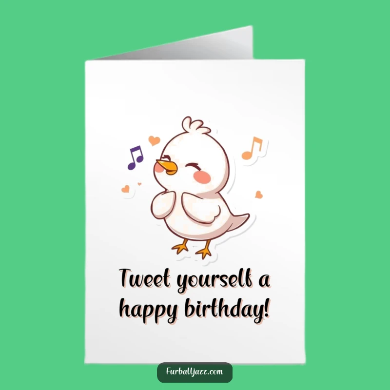 Free Printable Bird Birthday Card: Funny Fluting Bird, Downloadable & Print at Home Gift