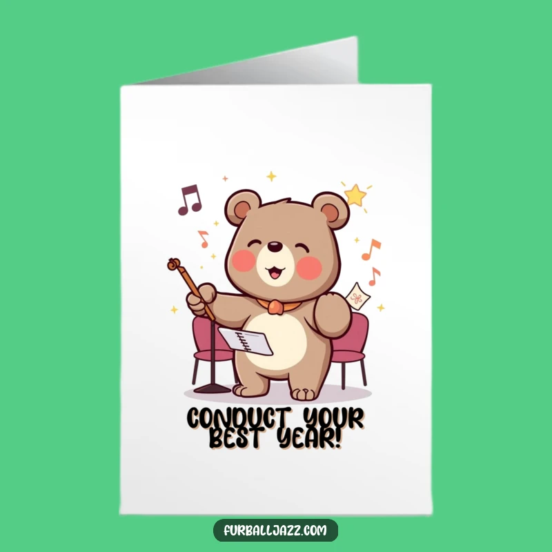 Free Printable Birthday Card: Bear Maestro - Downloadable Cheerful Greeting