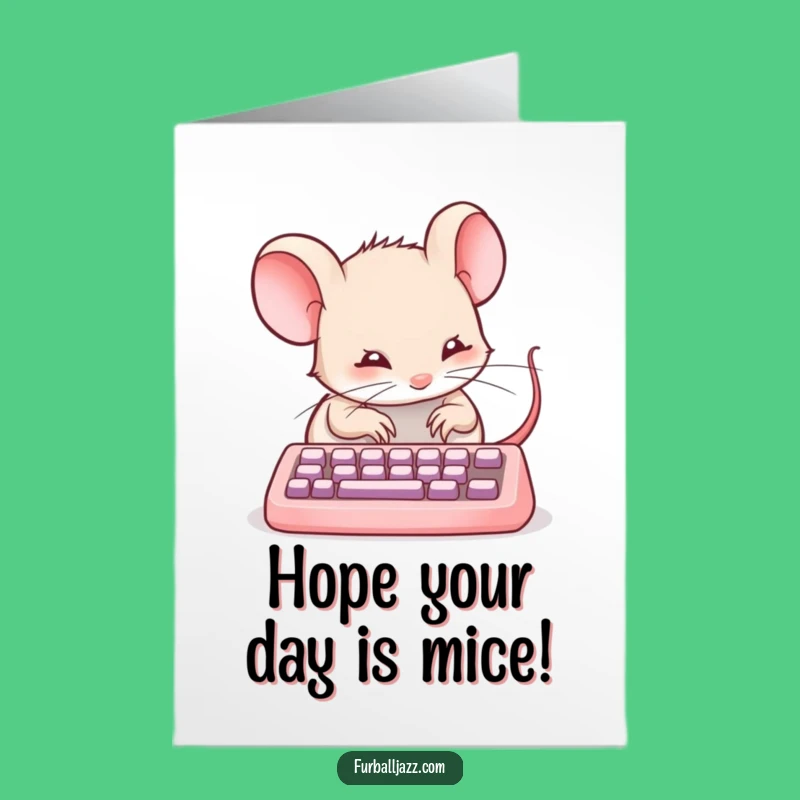 Free Printable Birthday Card: Computer Mouse Typing Fun Digital Download