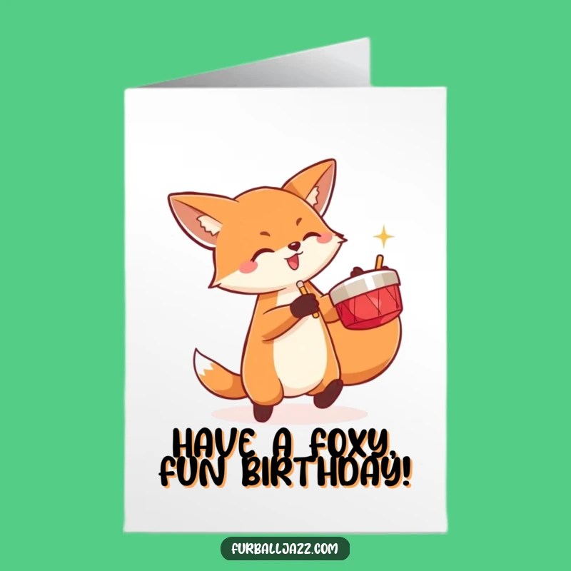 Free Printable Birthday Card: Cymbal Fox, Energetic Downloadable Gift for Fun