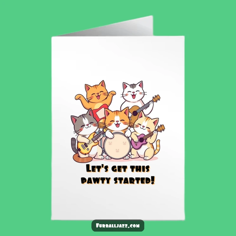 Free Printable Birthday Card Funny Cat Band - Downloadable Musical Gift