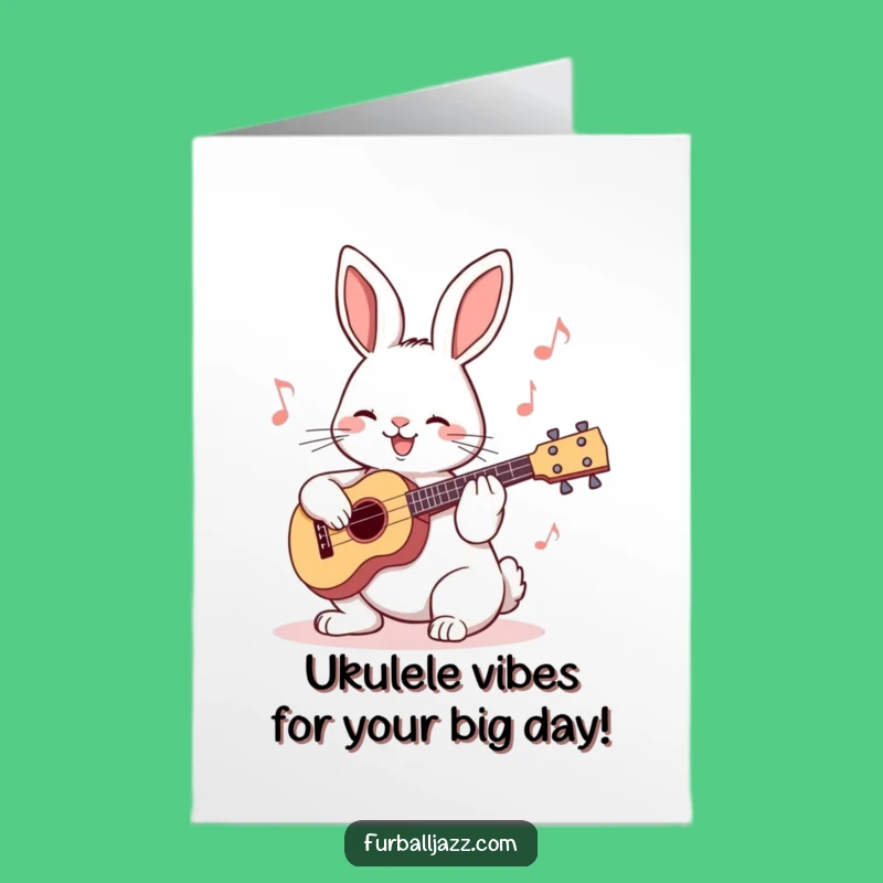 Free Printable Birthday Card: Funny Rabbit Ukulele Player Funny Downloadable Greeting Card Gift