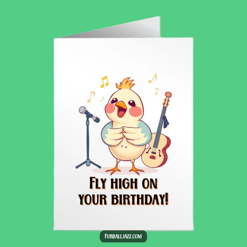 Free Printable Birthday Card: Jazzy Bird Serenades, a Humorous Downloadable Gift for Music Lovers!