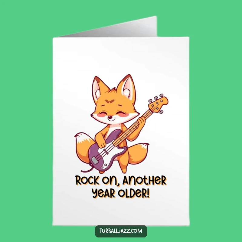 Free Printable Fox Birthday Card: Bass Solo Funny Downloadable Card for a Rockin Celebration