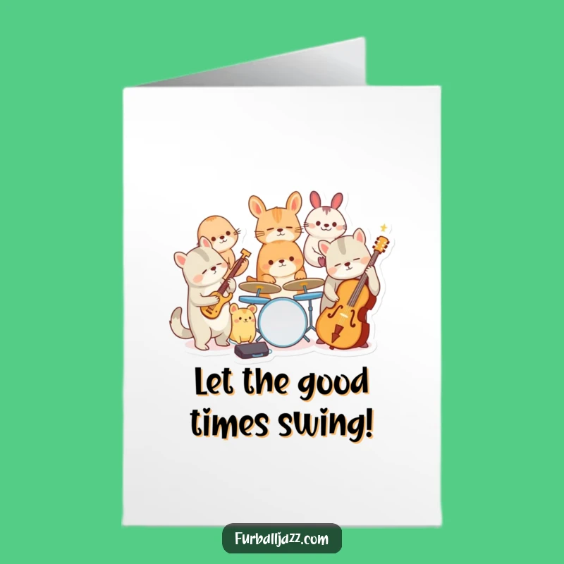 Free Printable Funny Birthday Jazz Band Card: Hilarious Animal Musicians Downloadable Gift