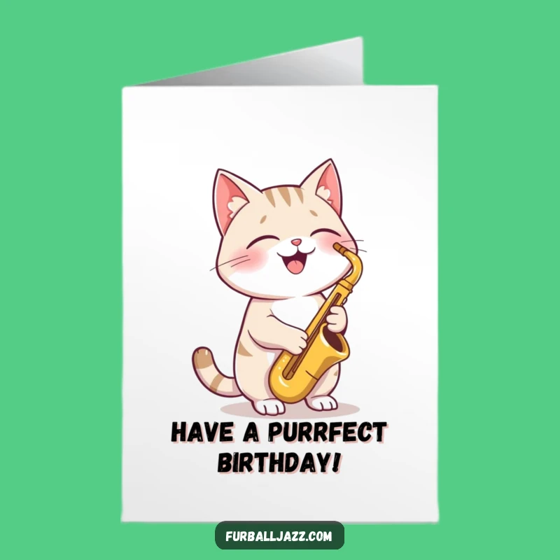 Free Printable Cat Sax Birthday Card: Jazzy Cat Downloadable Funny Gift!