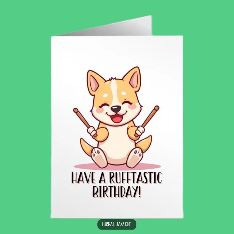 Free Printable Birthday Card: Drumming Dog, a Rhythmic Downloadable Gift