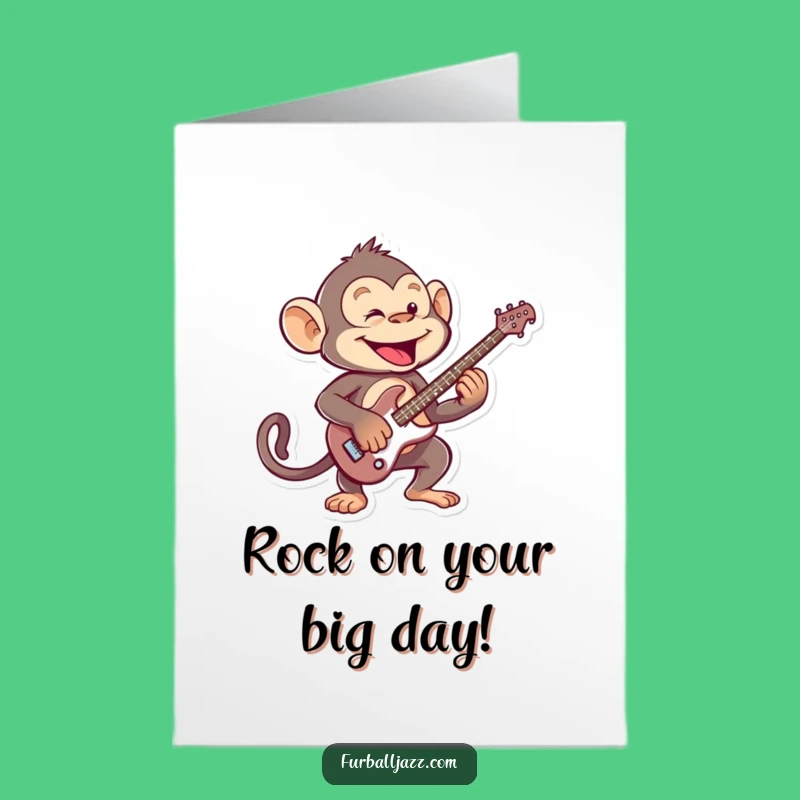 Free Printable Birthday Card: Monkey Guitarist, Wild Downloadable Gift for Rockers