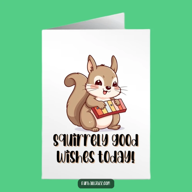 Free Printable Birthday Card: Squirrel Rocker Xylophone Fun Digital Download