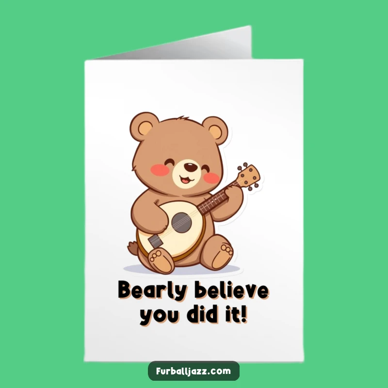 Free Printable Congrats Card: Banjo Bear, Cheerful Downloadable Gift for Success