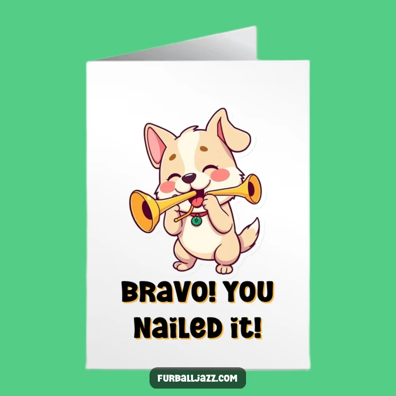 Free Printable Dog Trumpet Congratulatory Card - Funny Downloadable Musical Celebration