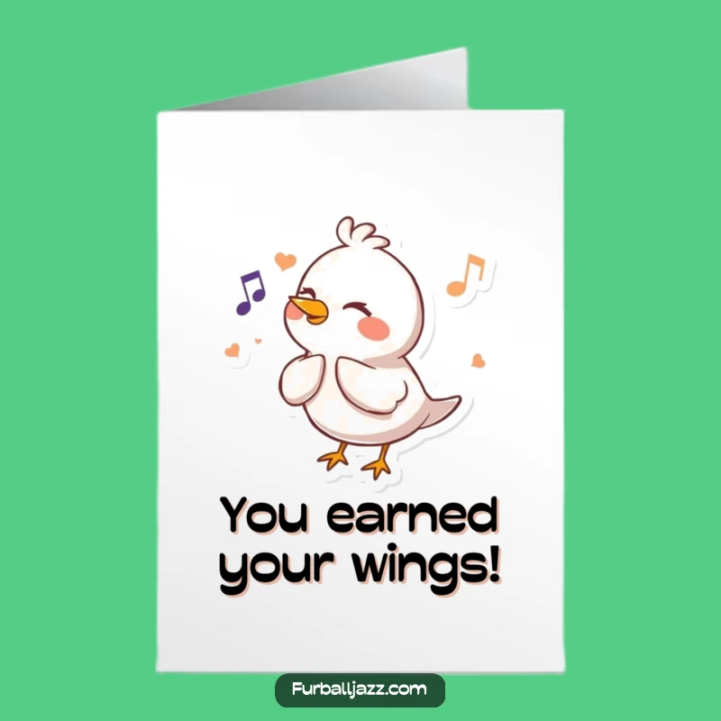 Free Printable Bird Congrats Card: Funny Fluting Bird, Downloadable & Print at Home