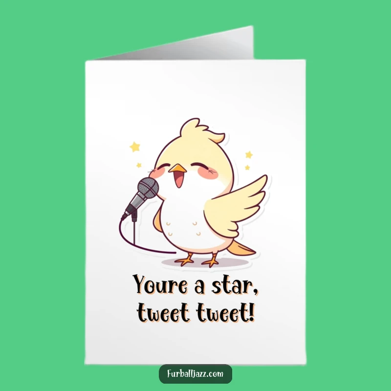 Free Printable Congrats Card: Melodious Bird Mic Star Funny Downloadable Gift