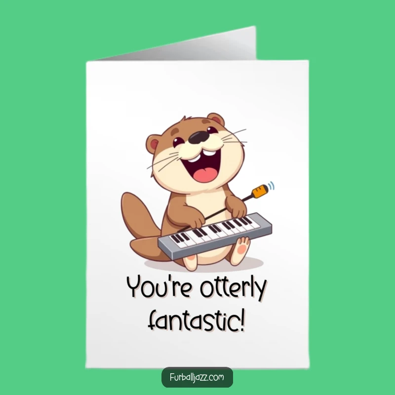 Free Printable Congrats Card: Otter Keyboardist - Joyful Downloadable Gift!