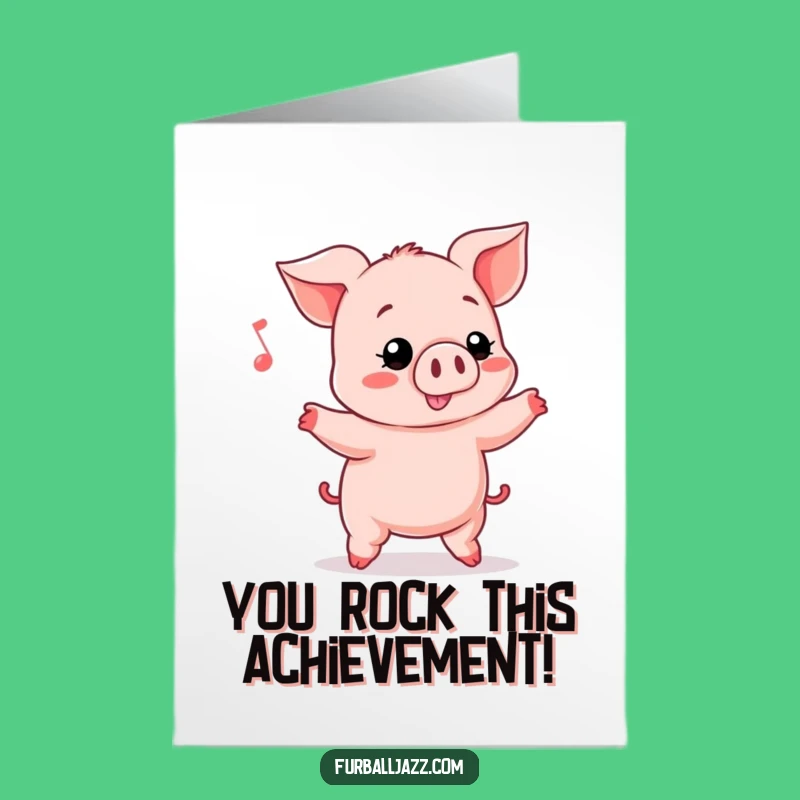 Free Printable Congrats Card: Piglet Grooving to Music, a Humorous Downloadable for Any Win!