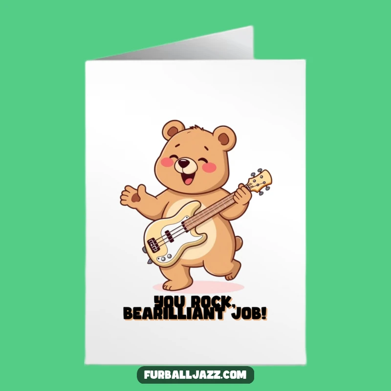 Free Printable Congratulations Card: Bear Jigs Bass Guitar, Funny Downloadable Gift