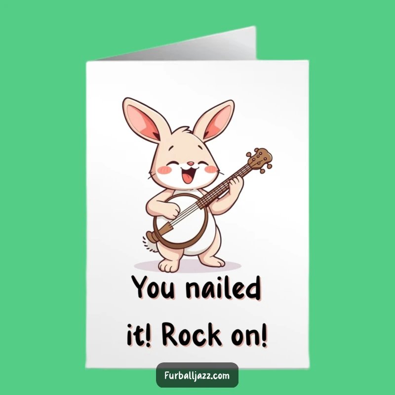 Free Printable Congratulations Card: Joyful Banjo Rabbit, Express Your Excitement Easily