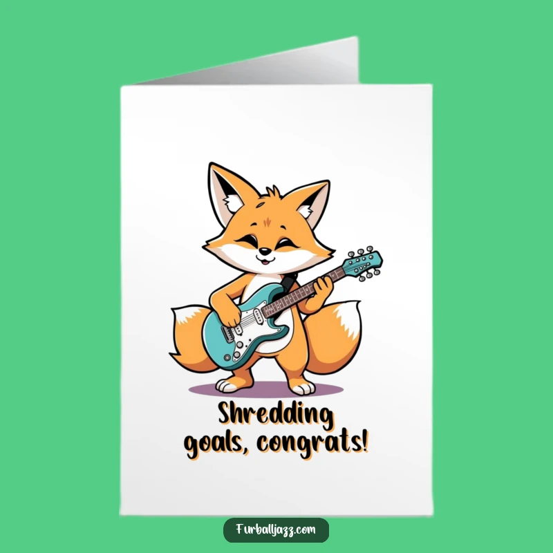 Free Printable Groovy Fox Guitar Congrats Card - Funny Downloadable Rock Star Gift