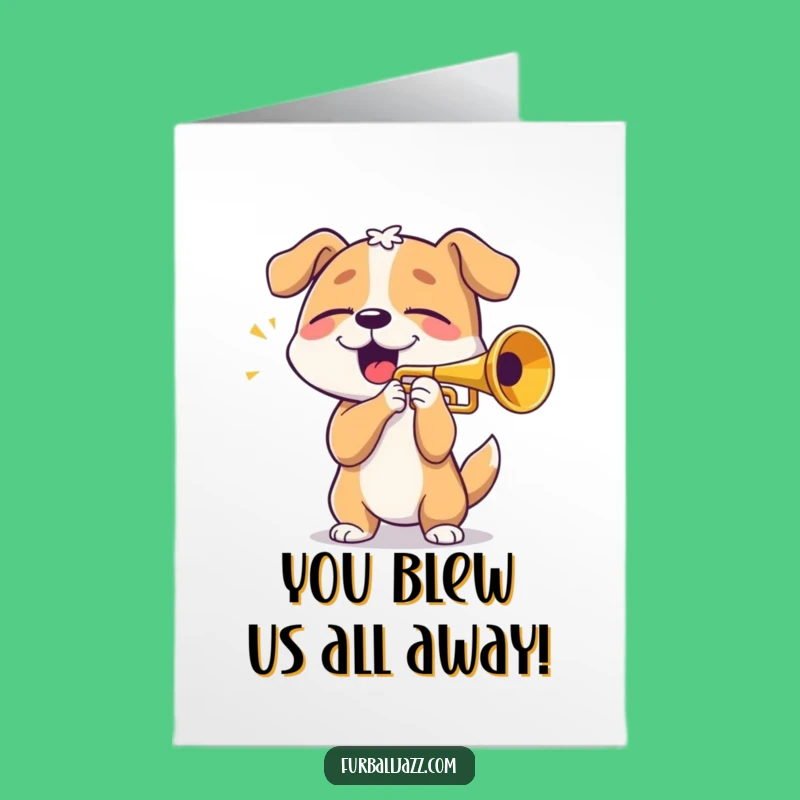 Free Printable Congrats Card: Upbeat Dog Trumpet Solo, Perfect Downloadable Gift for Achievements